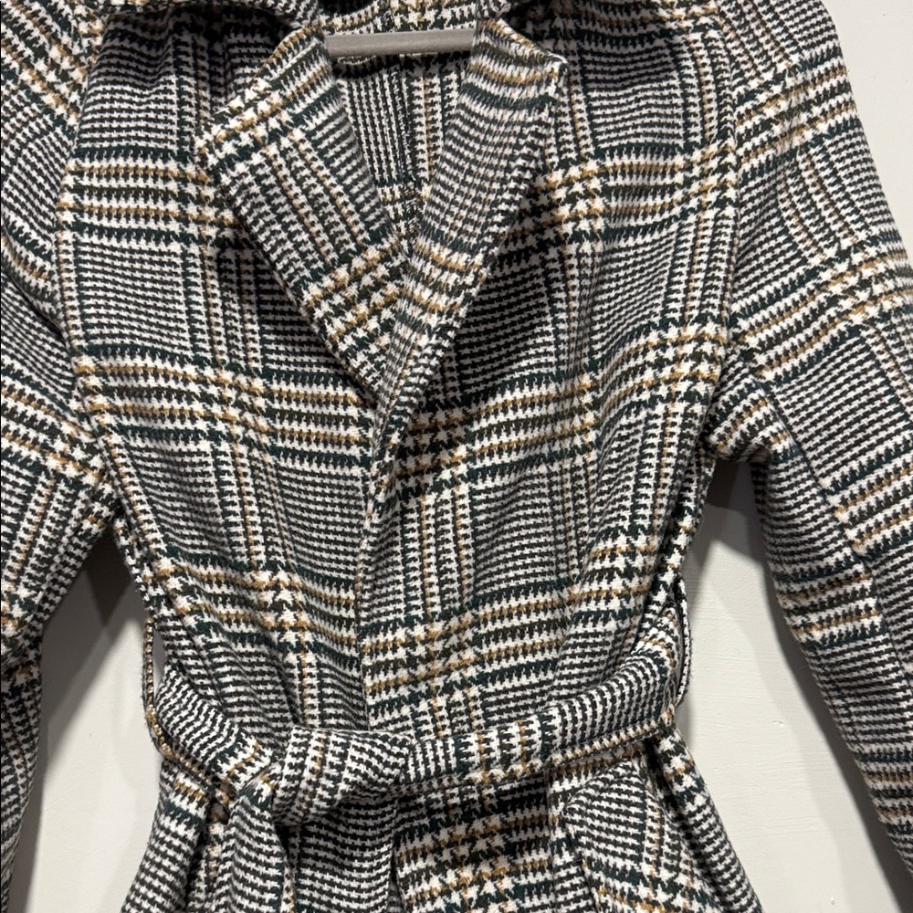 Love Tree Black and White Plaid Trench Coat - Picture 4 of 7